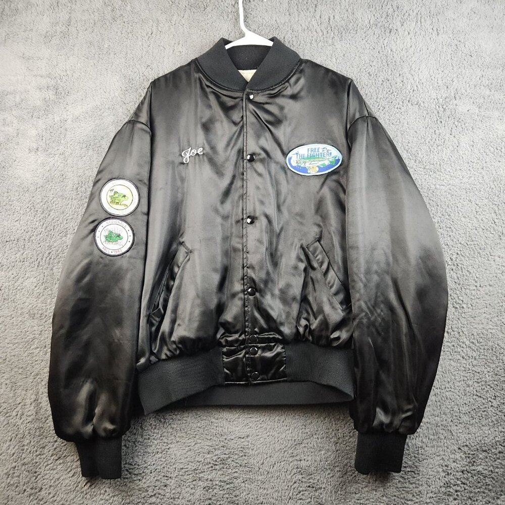 Vintage Satin Bomber Jacket Mens‎ 2XL Quilt Lined 90's USA Made Bassmasters Ohio